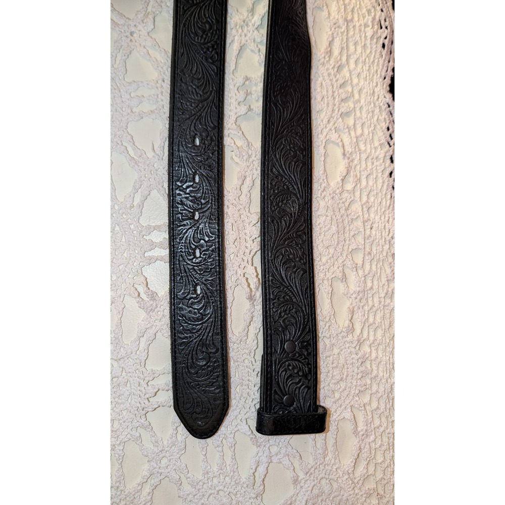 Tony Lama Black Layla Floral Full Grain Leather Belt C50733 Size 38 No Buckle